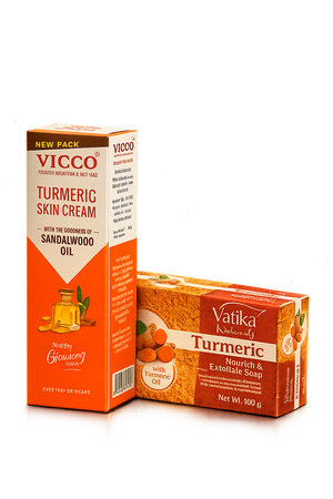 Vicco Turmeric Skin Cream and Vatika Tumeric Soap set