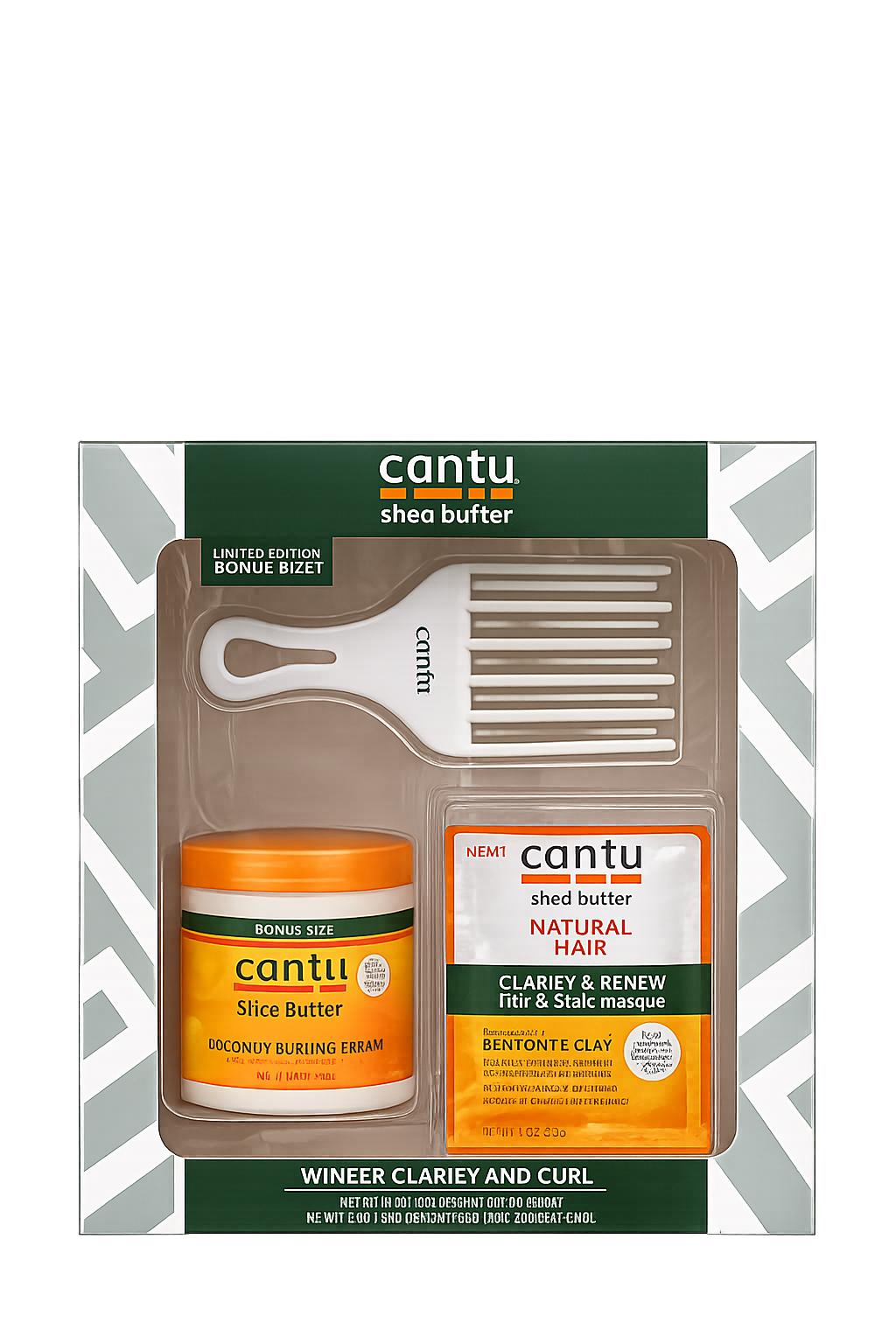 Cantu Shea Butter Bonus Size met Winter Clarify and Curl Set+free Cantu Comb