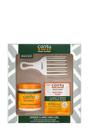 Cantu Shea Butter Bonus Size met Winter Clarify and Curl Set+free Cantu Comb