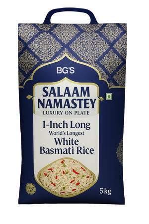 BG'S Salaam Namastey White Basmati Rice 1-inch Long 5 kg