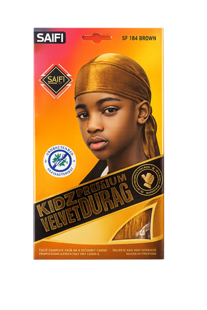 Saifi Kids Premium Velvet Durag SF184 Brown