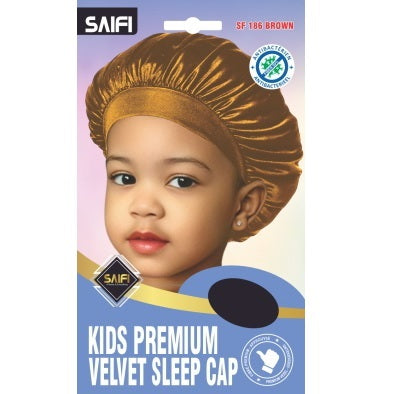 Saifi Kids Premium Velvet Sleep Cap Dark Brown SF186
