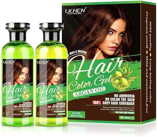 Lichen Hair Color Gel Argan Oil Natural Dark Brown