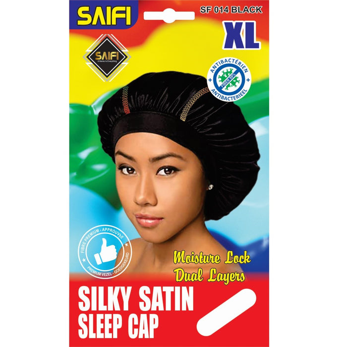 Saifi Silky Satin Sleep Cap Black XL SF 014