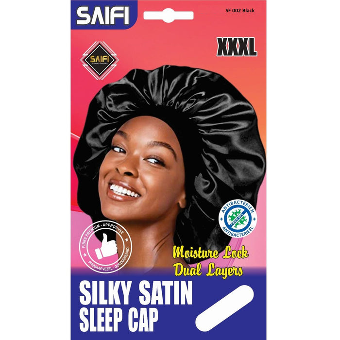 Saifi Silky Satin Sleep Cap Black XXXL SF047
