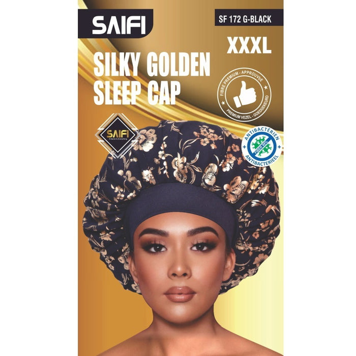 Saifi Silky Golden Sleep Cap SF 172 Golden & Black XXXL