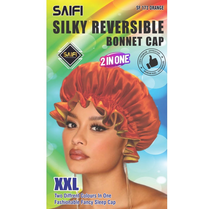 Saifi Silky Reversible Bonnet Cap SF 173 Orange XXL