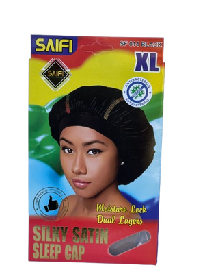 Saifi Silky Satin Sleep Cap SF014 BLACK XL