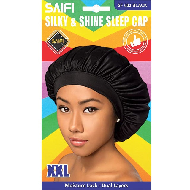 Saifi Silky & Shine Sleep Cap XXL Black SF003