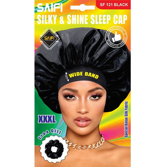 Saifi Silky & Shine Sleep Cap Black XXXL SF121