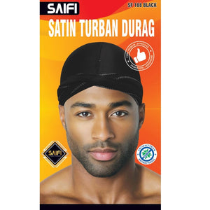 Saifi Satin Turban Durag 188 Black