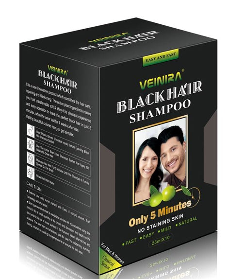Veinira Natural Hair Dye Shampoo Black 10 sachets of 25 ml